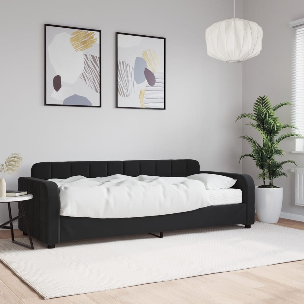 vidaXL Bett, Tagesbett mit Matratze Schwarz 80x200 cm Samt günstig online kaufen