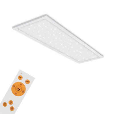 Briloner Leuchten LED Panel 7308-016, Sternenhimmel, CCT Farbtemperatursteuerung, Fernbedienung, dimmbar, ultraflach, Speicherfunktion, LED fest verbaut, Kaltweiß, Neutralweiß, Tageslichtweiß, Warmweiß, Deckenlampe, 100x25x6,5cm, Weiß, 24W, Wohnzimmer, Schlafzimmer, Küche