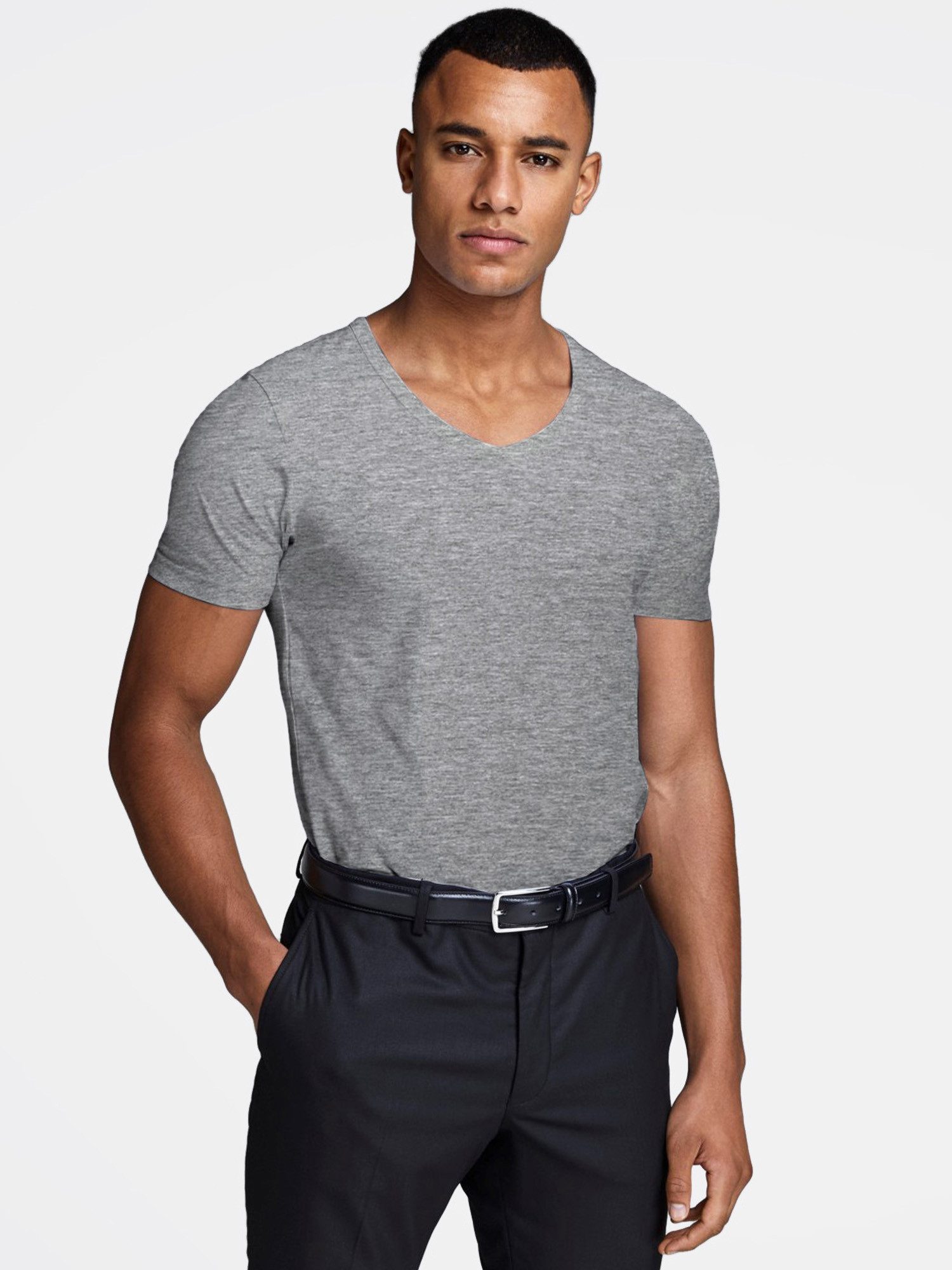 Jack & Jones T-Shirt Basic V-Neck (3-tlg., 3er Pack) etwas länger geschnitten, nicht zu kurz