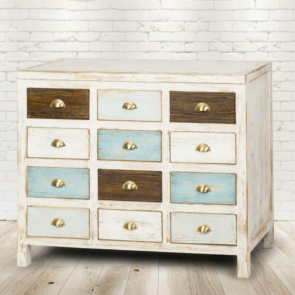 PureHaven Kommode 110x43x90 cm im Vintage Style Unikat aus Vollholz handgefertigt, Hochwertige Verarbeitung sorgt für Stabilität und Langlebigkeit