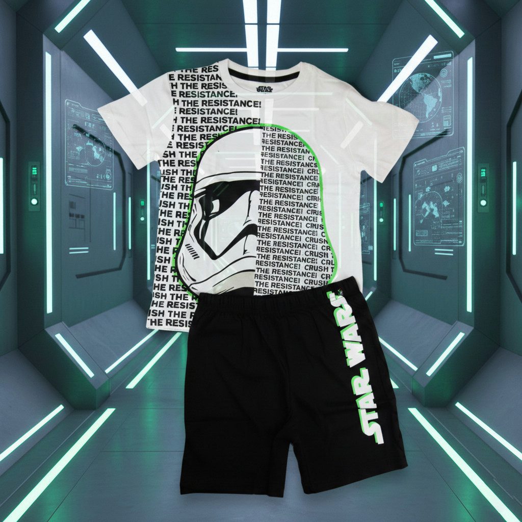 Disney Pyjama Star Wars Stormtrooper Jugend Jungen Pyjama Shirt Shorts (Set) Gr. 134 bis 164, 100% Baumwolle