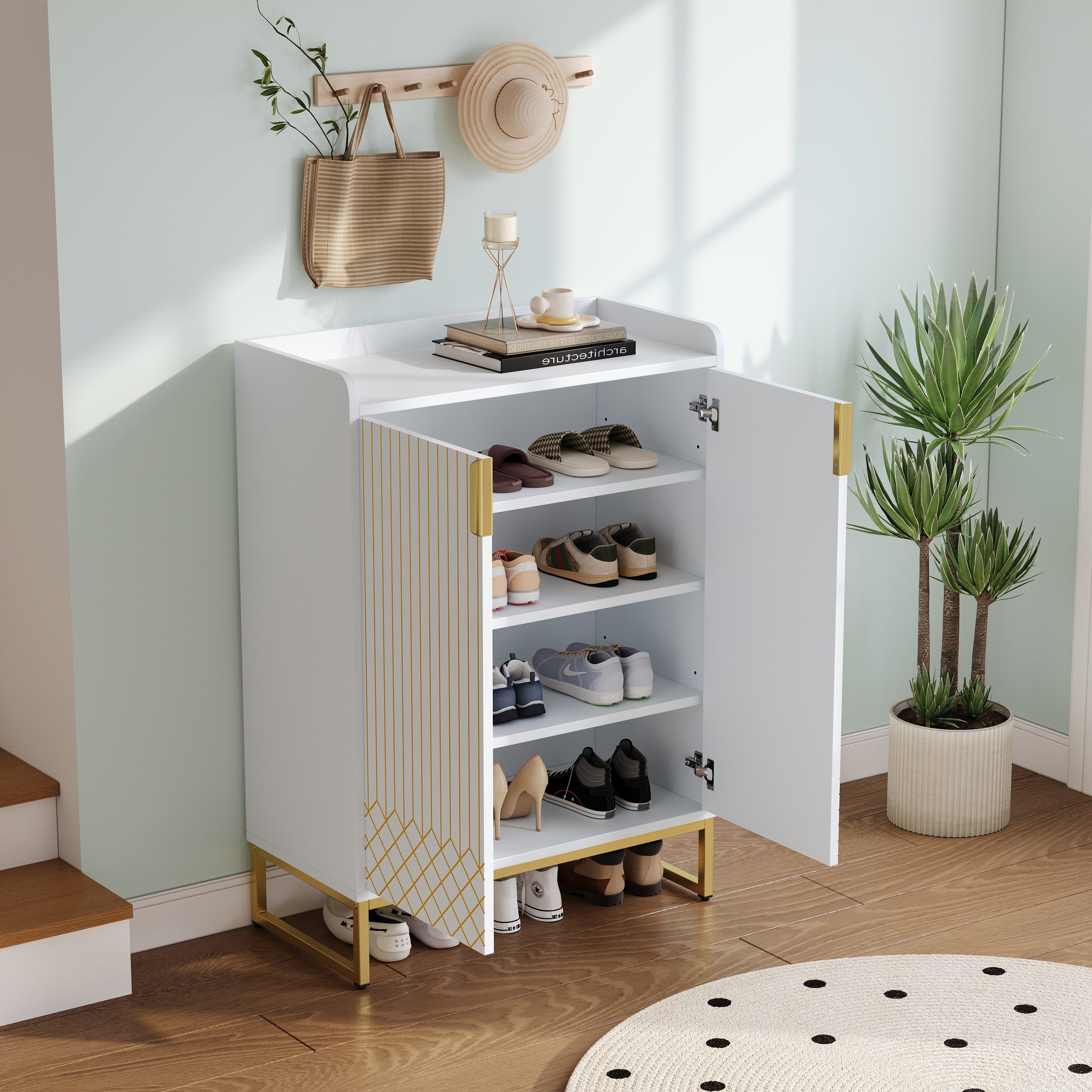 OKWISH Schuhschrank mit goldenen Metallbeinen (Aufbewahrungsschrank, günstig online kaufen