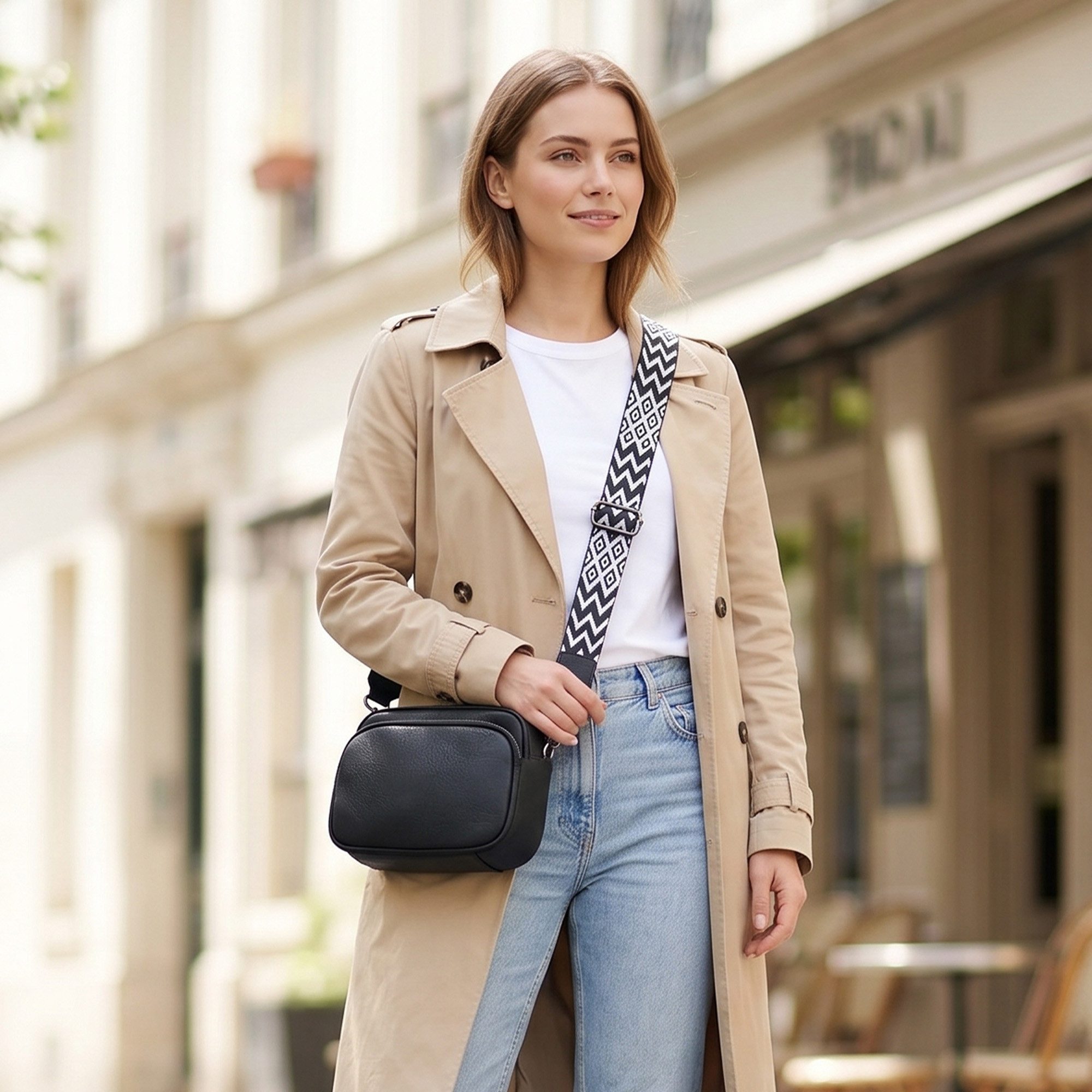 TAN.TOMI Umhängetasche Damen Handy Umhängetasche Echtes Crossbody Bag Damen Handytasche, Umhängetasche Damen Klein Taschen mit Breitem Schultergurt u 3 fächern