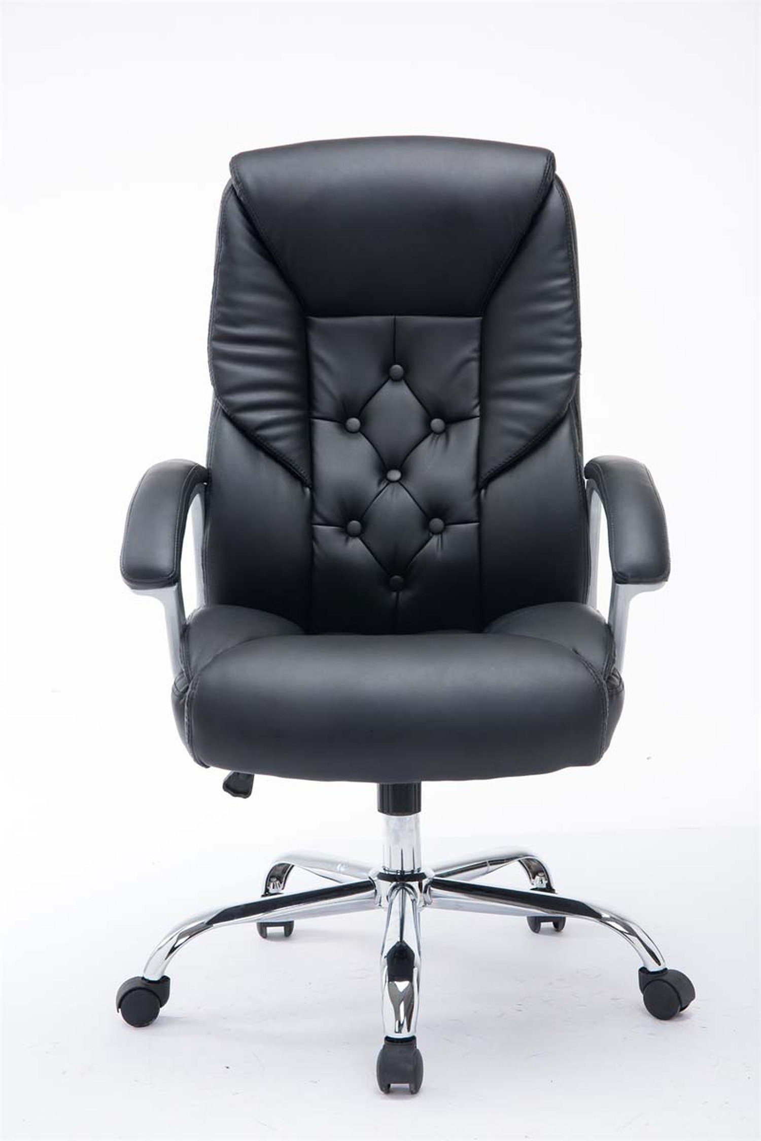 TPFLiving bequemer - drehbar, Rückenlehne Gestell: - Rhodos chrom Bürostuhl schwarz höhenverstellbar 360° Kunstleder Metall mit Sitz: und