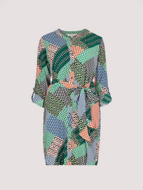 Apricot Minikleid Geo Patchwork Tie Shirt Dress, mit Bindegütel, mit geometrischem Druck