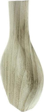Dekoleidenschaft Dekovase "Wood" flach, aus naturbelassenem Paulownia Holz, 34 cm hoch, Vase für, Trockenblumen, Kunstblumen, Zweige, Holzvase, Tischvase, Blumenvase