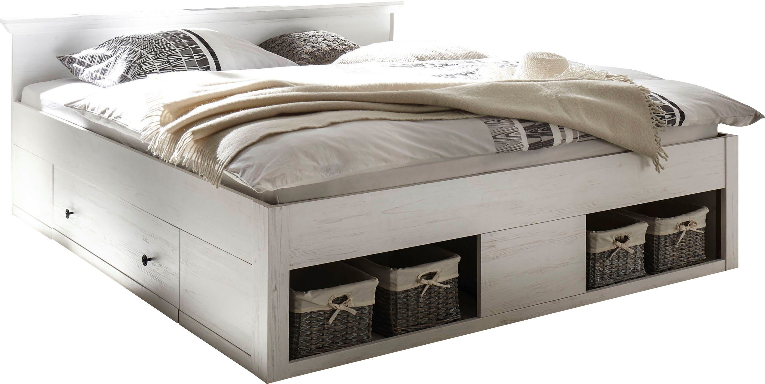 Home affaire Bett California Doppelbett im Landhausstil, Stauraumbett mit S günstig online kaufen