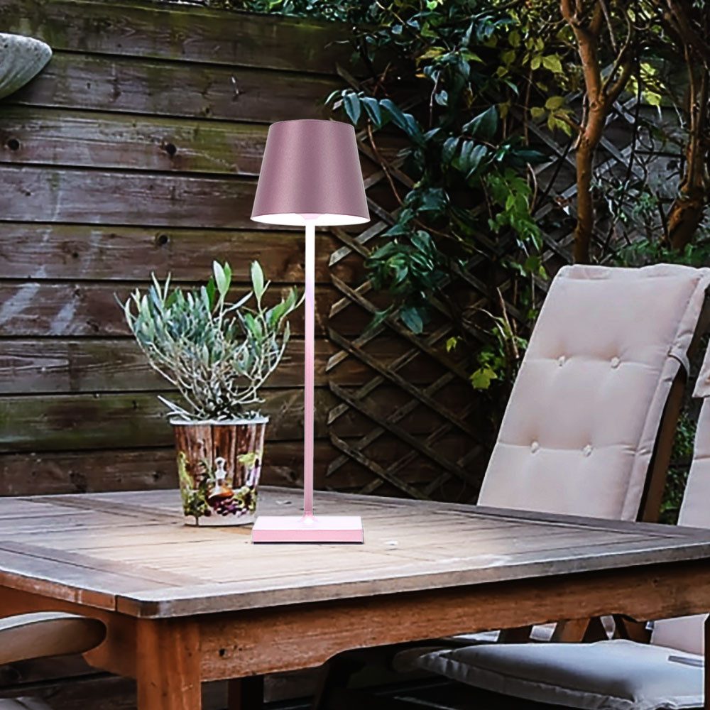 SIGOR Außen-Tischleuchte, LED-Leuchtmittel fest verbaut, Warmweiß, Außenleuchte LED Tischleuchte roségold