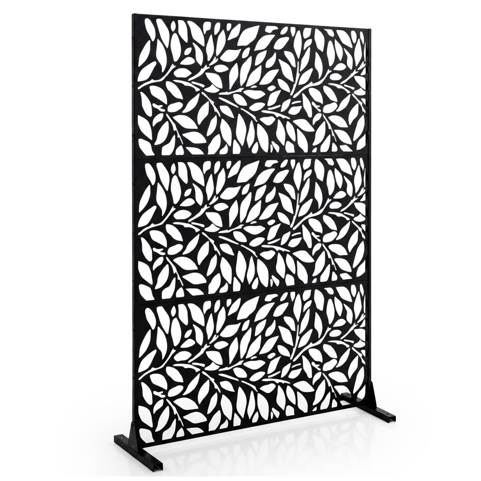 COSTWAY Paravent, Sichtschutzwand Metall mit Ständer, freistehende, Outdoor