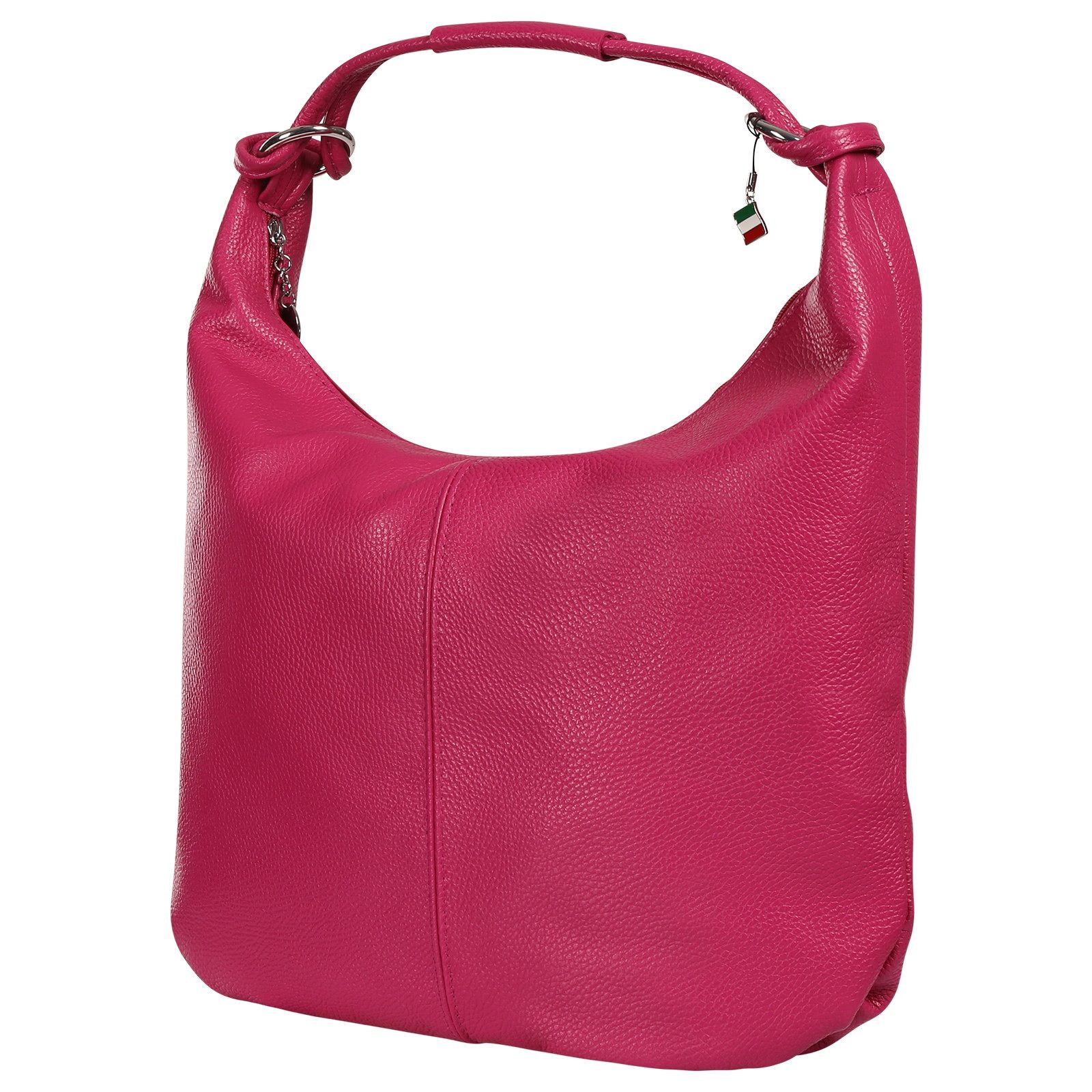 FLORENCE Schultertasche Florence Damen Schultertasche Hobo Bag (Schultertasche), Damen Schultertasche Leder, pink, fuchsia ca. 45cm x ca. 35cm hoch