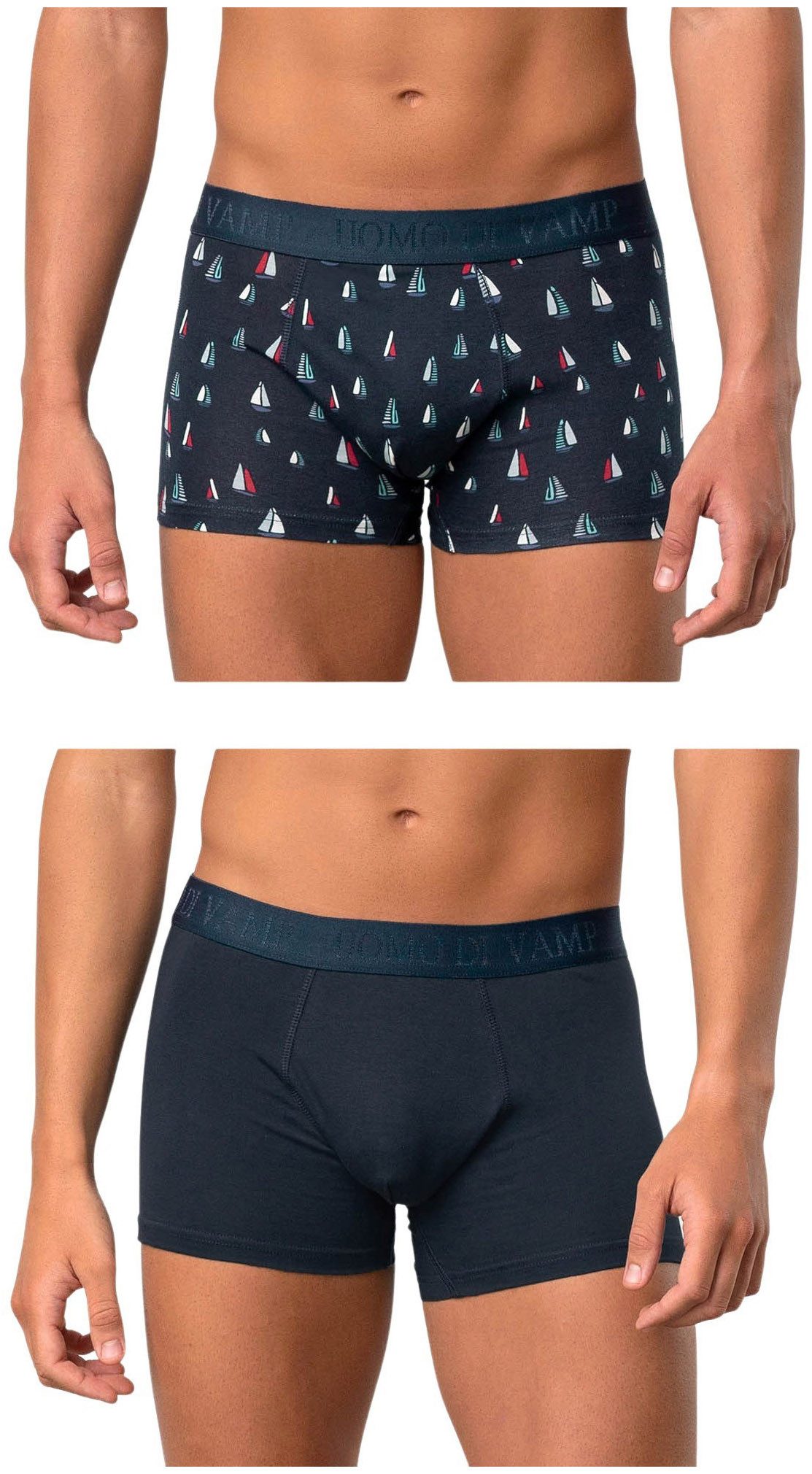 Vamp Boxershorts UOMO di VAMP (Set, 2-St., Set) Herren 2er Pack Retroshorts Baumwolle blau