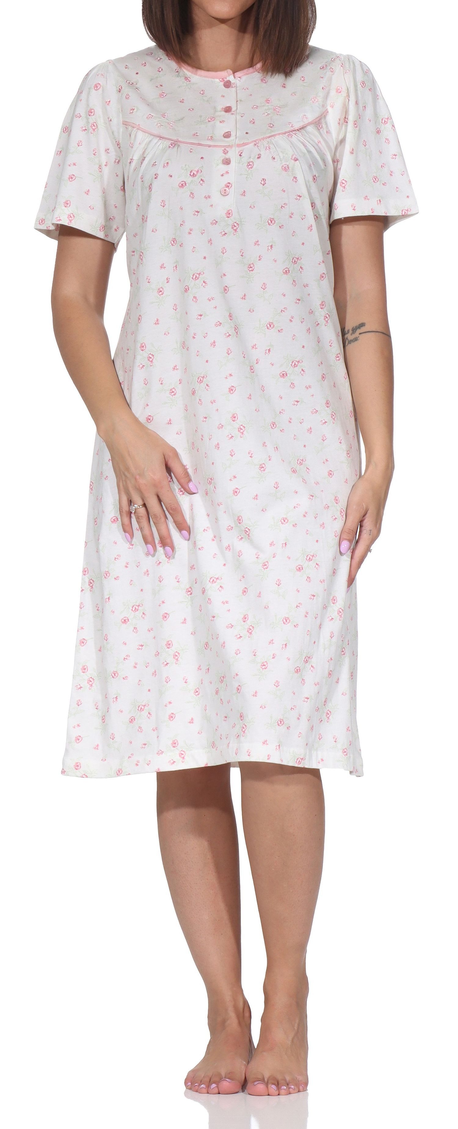 Normann Nachthemd Normann Damen Nachthemd kurzarm – Romantisches Floral-Design