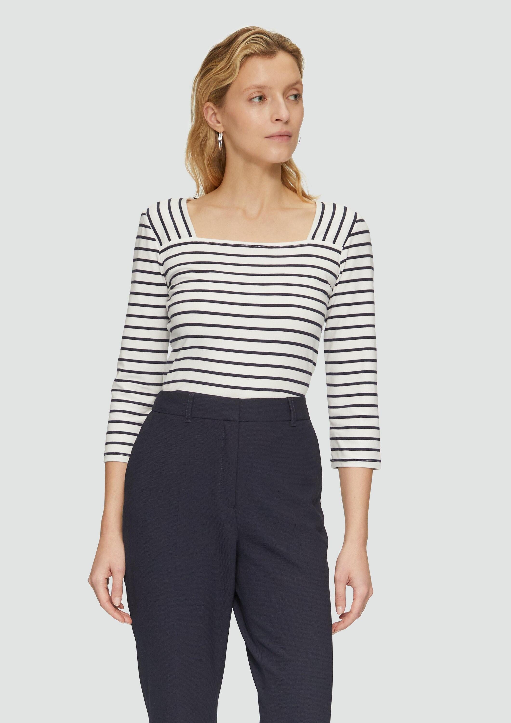 s.Oliver 3/4-Arm-Shirt T-Shirt Streifenshirt mit Karree-Ausschnitt günstig online kaufen