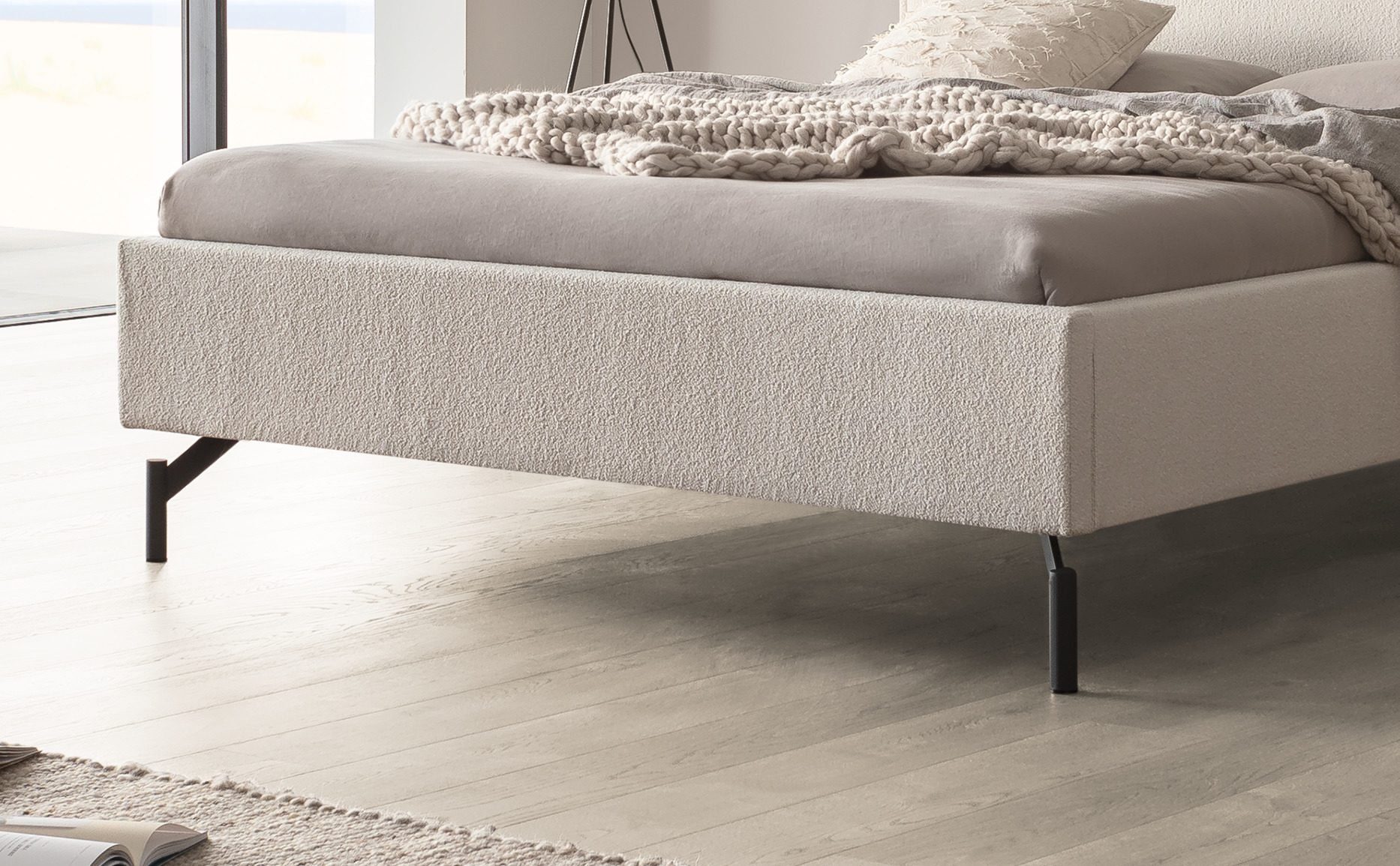 HASENA Polsterbett Marla, mit trendigem Bouclestoff, Rahmenhöhe von 23 cm und 4 Einlegetiefen