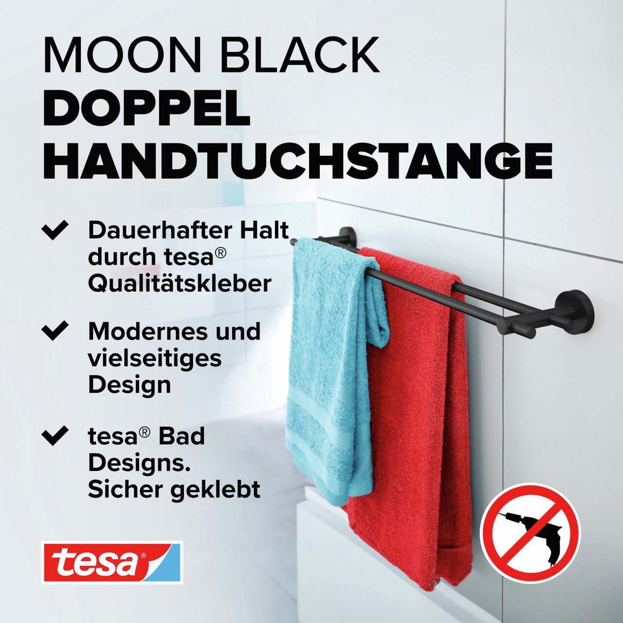 tesa Handtuchhalter 1 x MOON BLACK günstig online kaufen