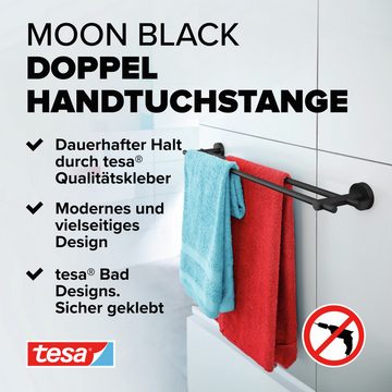tesa Handtuchhalter 1 x MOON BLACK Handtuchstange doppelt, schwarz matt - 11,2 cm : 64 cm : 5 cm