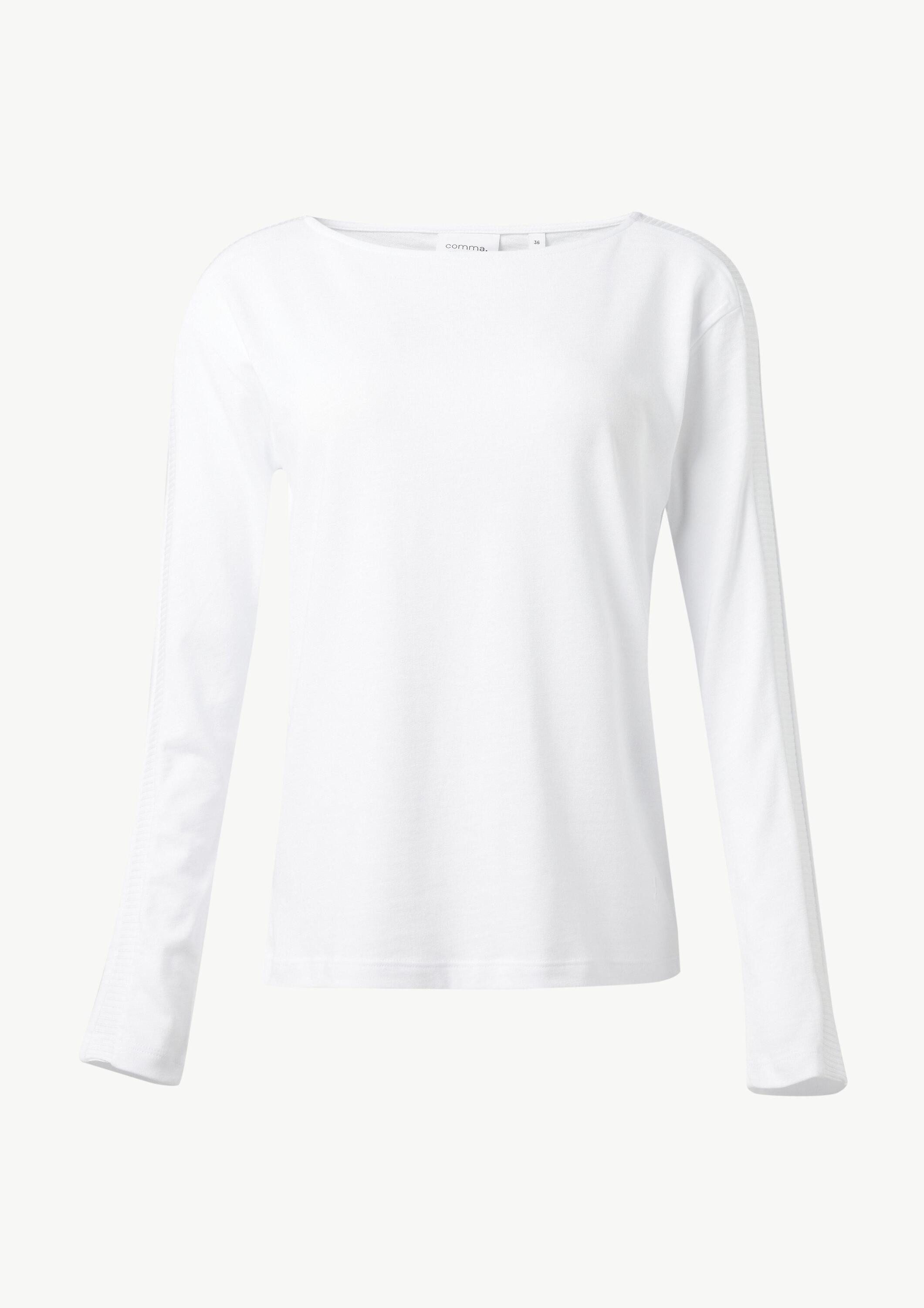 comma Langarmshirt T-Shirt Langarm-Shirt mit Ripp-Detail im Relaxed Fit