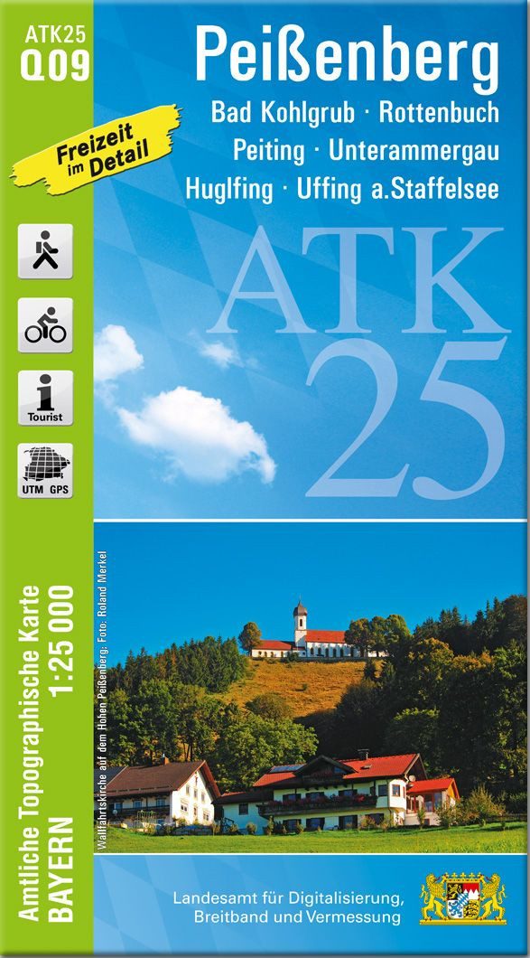 ATK25-Q09 Peißenberg (Amtliche Topographische Karte 1:25000) / diverse, Bad Kohlgrub, Rottenbuch, Peiting, Unterammergau, Huglfing, Uffing a.Staffelsee