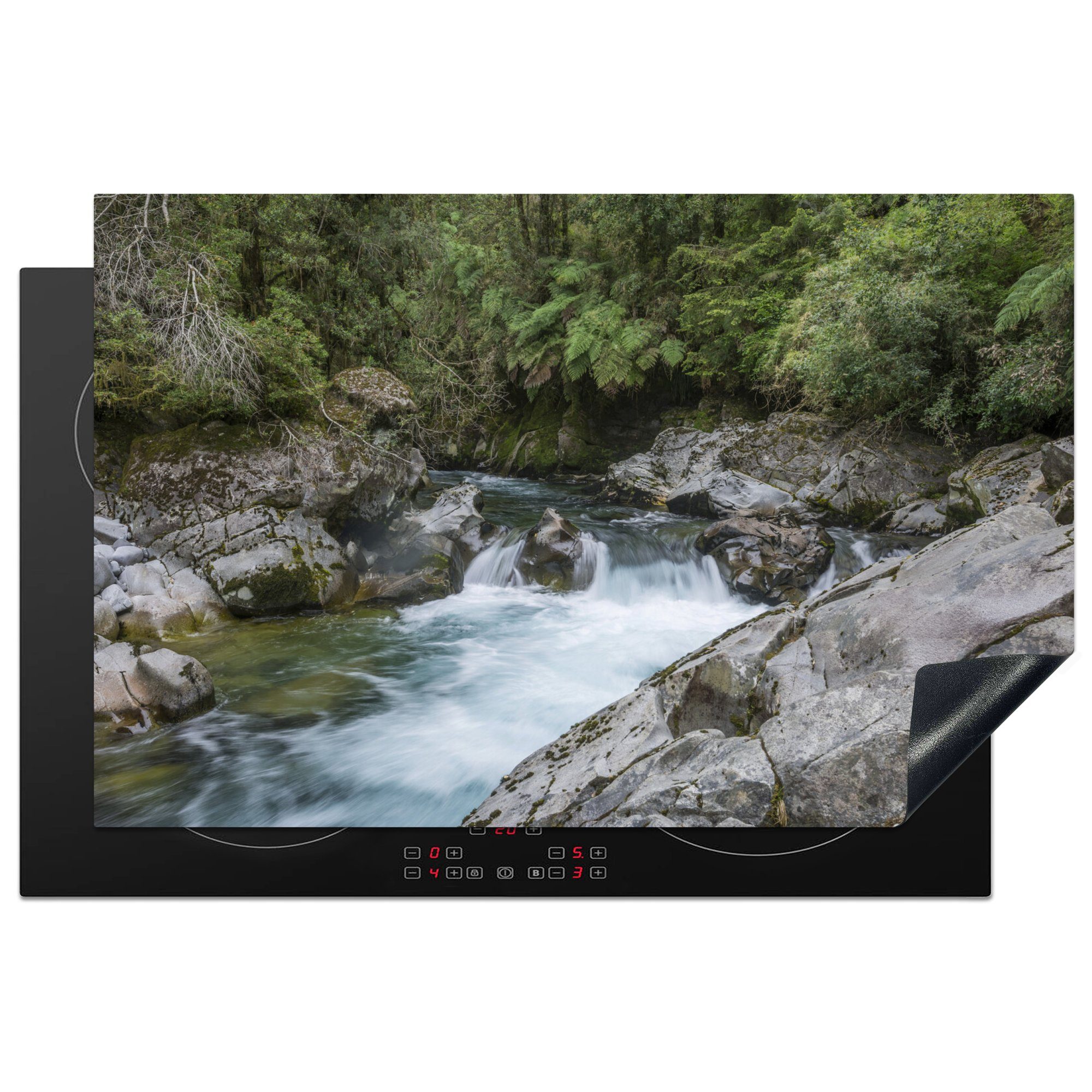 MuchoWow Herdblende-/Abdeckplatte Fluss im Puyehue-Nationalpark in Südamerika, Vinyl, (1 tlg), 81x52 cm, Induktionskochfeld Schutz für die küche, Ceranfeldabdeckung