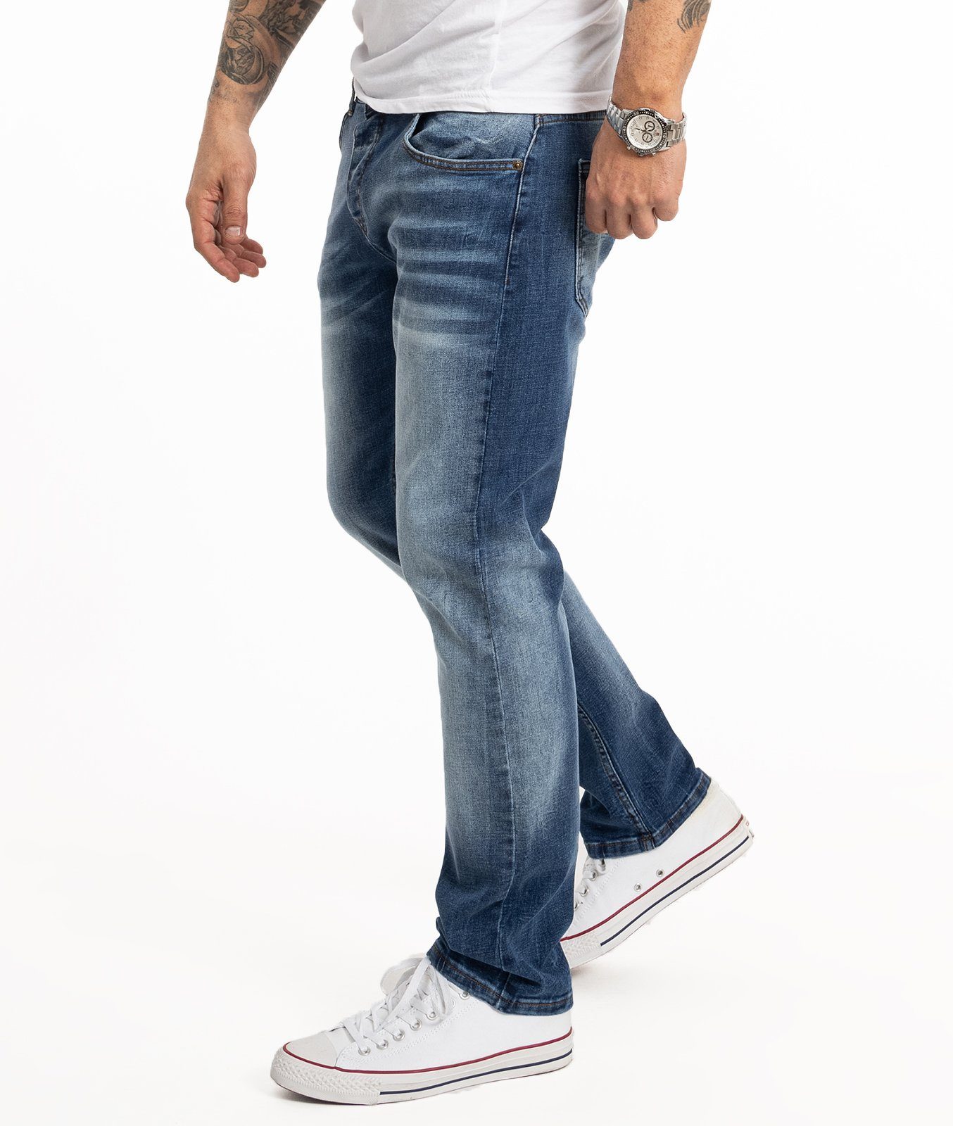 Rock Creek Straight-Jeans Herren Jeans Stonewashed Blau RC-2358 günstig online kaufen