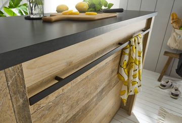 Furn.Design Barschrank Stove (Küchentheke in Used Wood Vintage, 130 x 106 cm) als Küchentheke oder gemütliche Bar