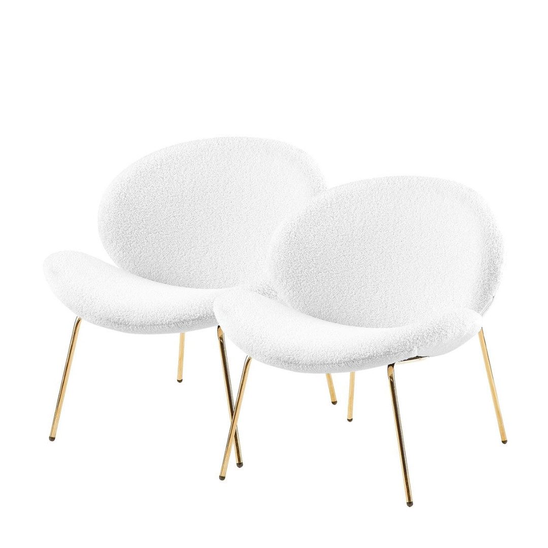 Qiyano Esszimmerstuhl Lounge Stuhl 2er Set Weiß - Bouclé-Look - Bequem & Stilvoll