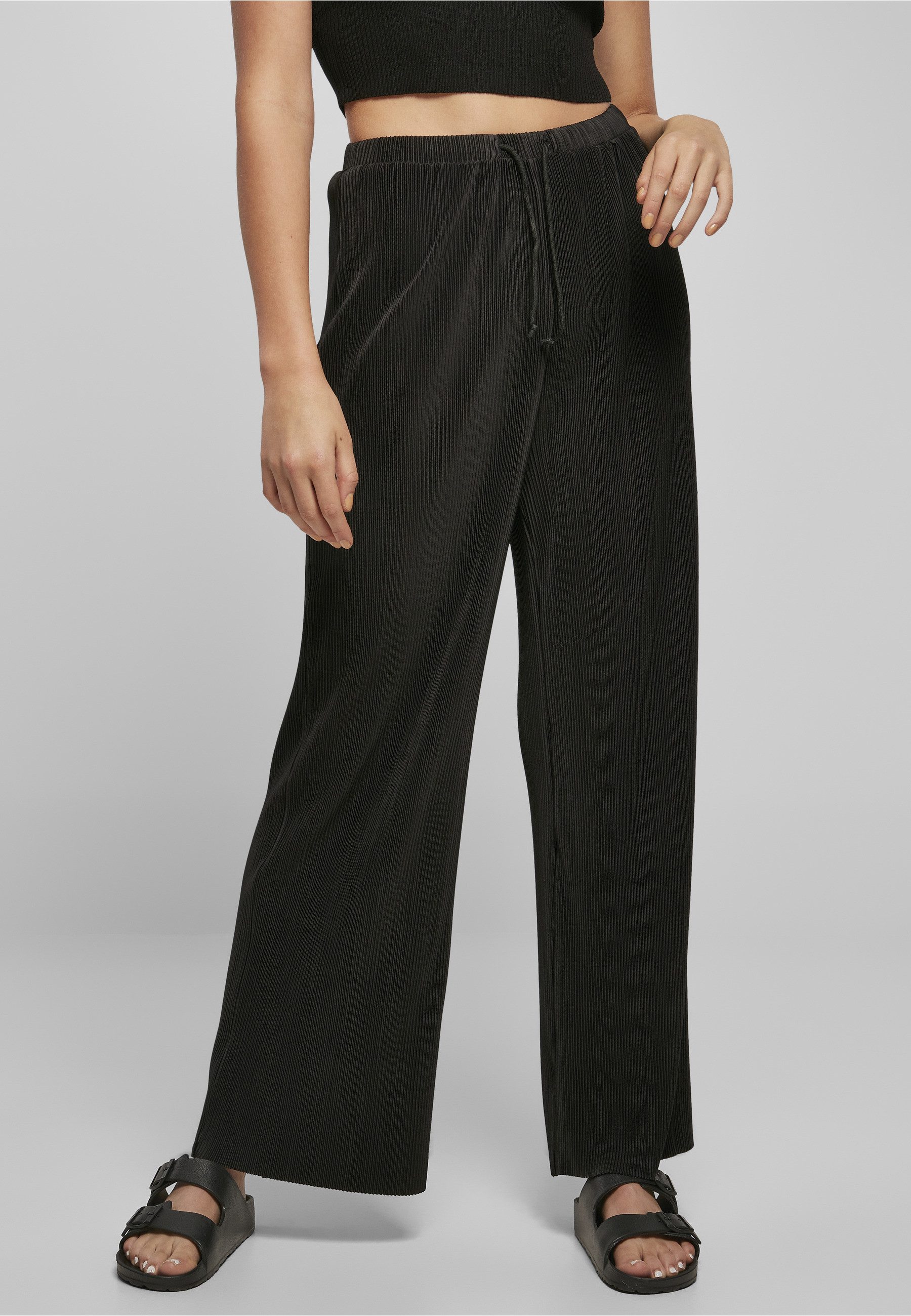 URBAN CLASSICS Stoffhose Urban Classics Damen Ladies Plisse Pants (1-tlg)