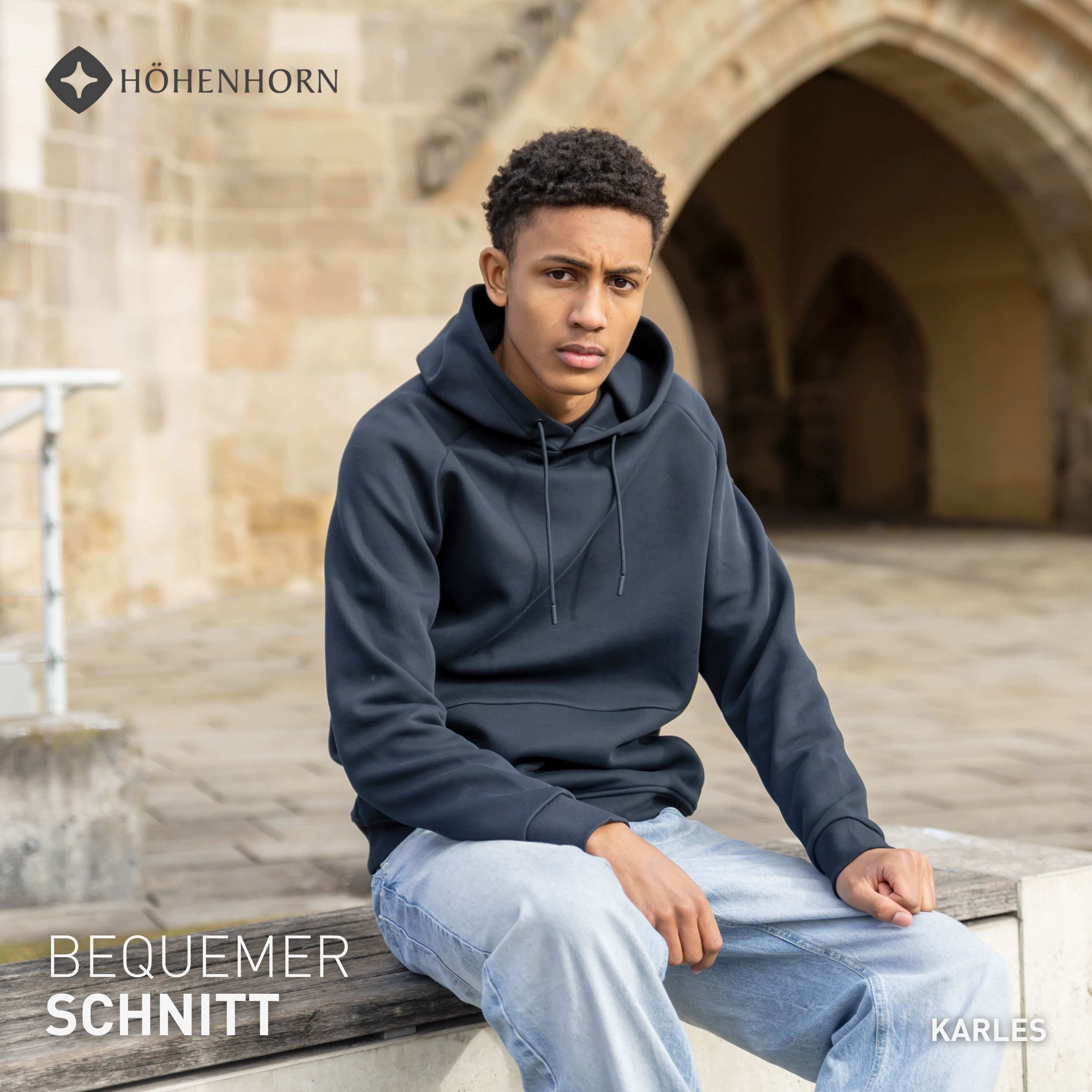 Höhenhorn Kapuzenpullover Karles Herren Tech Hoodie für Männer Hoody Sweatshirt Sportswear – Bild 4 von 5