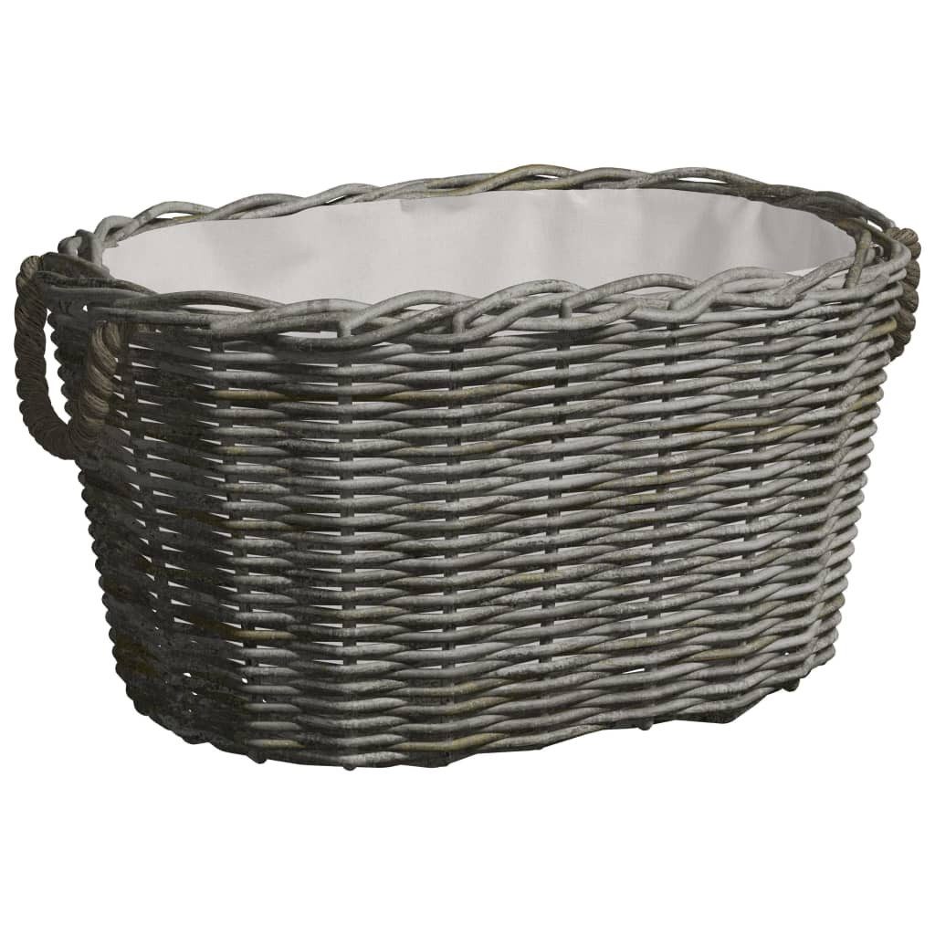 vidaXL Kaminholzkorb Holzkorb mit Tragegriffen 60x40x28 cm Grau Weide