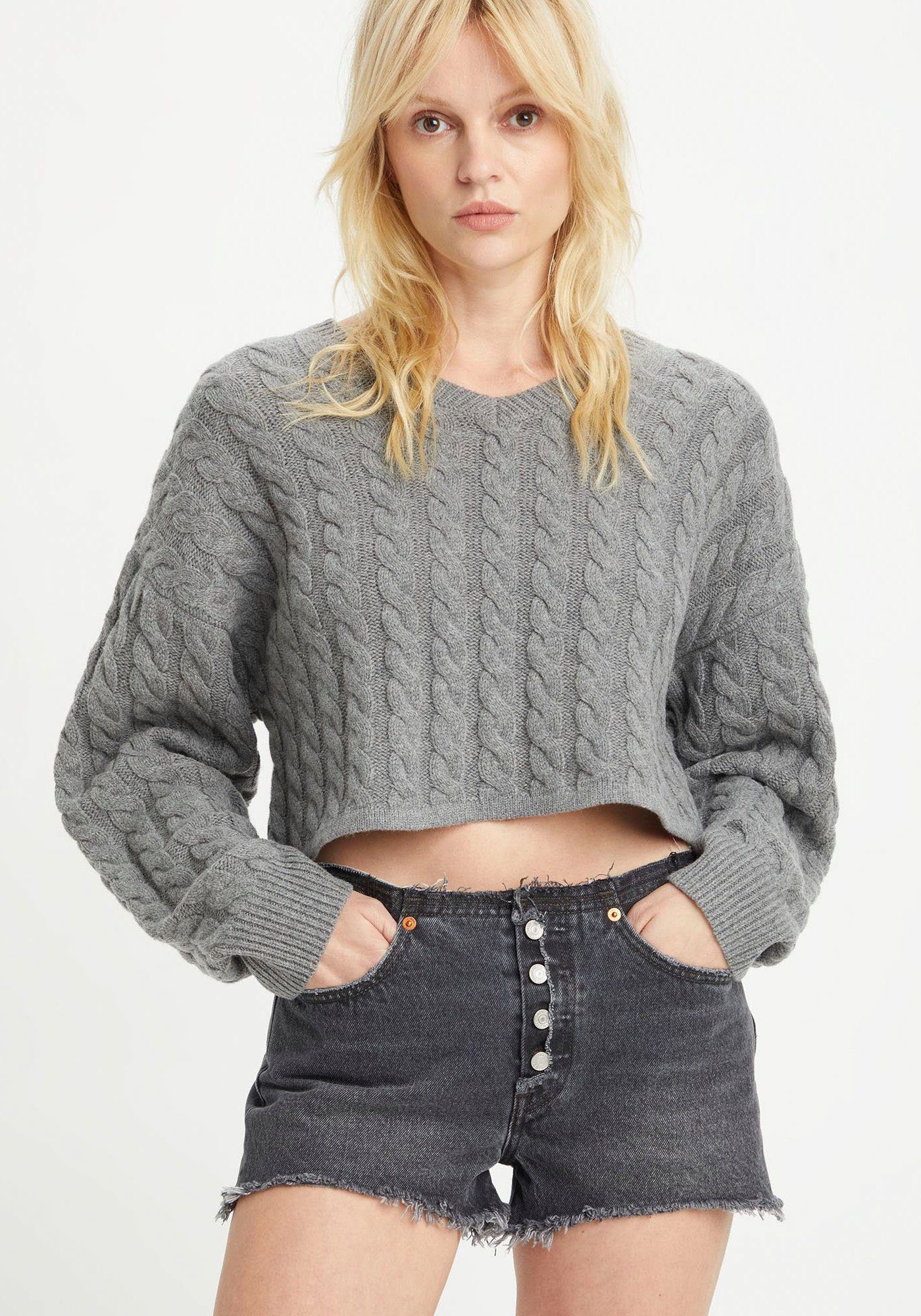 Levi's® Wollpullover RAE CROPPED SWEATER mit Zopfmuster - super kurz geschnitten