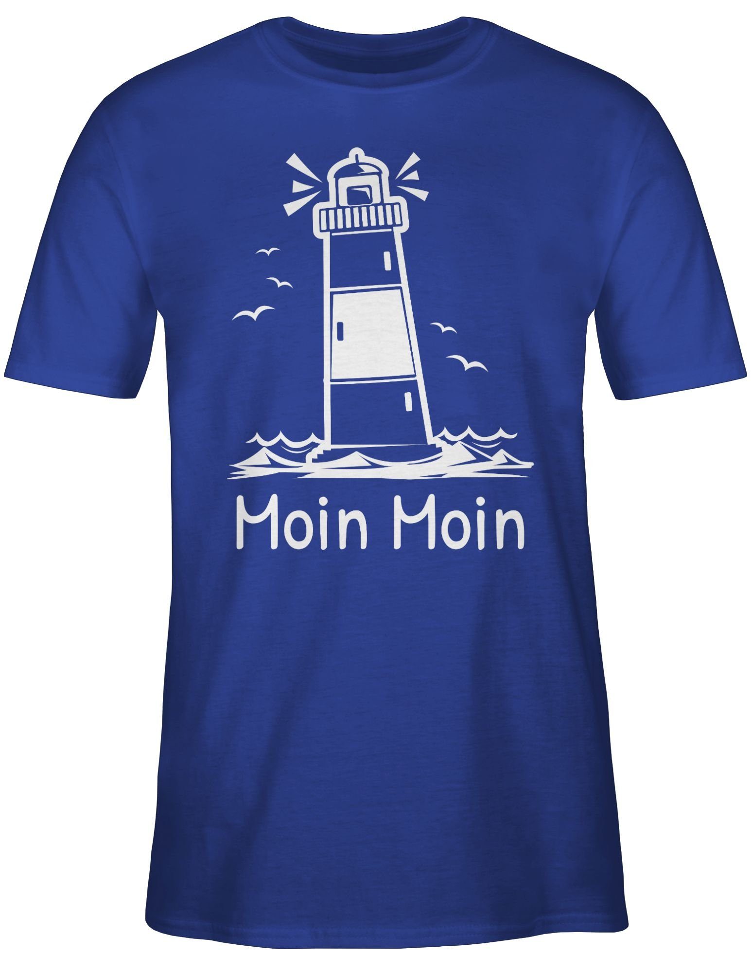- Moin Moin Royalblau 02 Statement Shirtracer T-Shirt Sprüche Leuchtturm