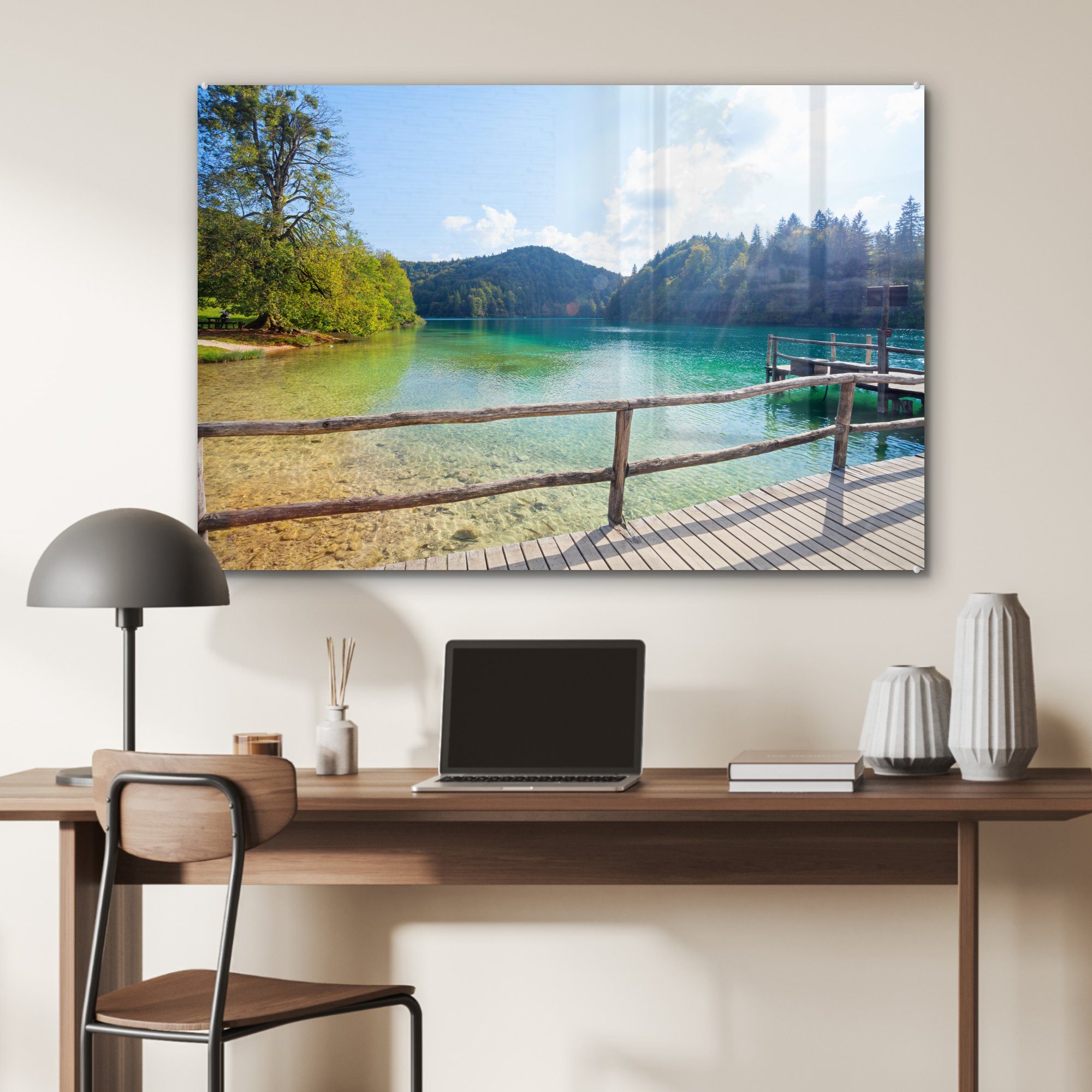 MuchoWow Acrylglasbild Landschaft des Nationalparks (1 Plitvicer St), Wohnzimmer Acrylglasbilder Seen, & Schlafzimmer