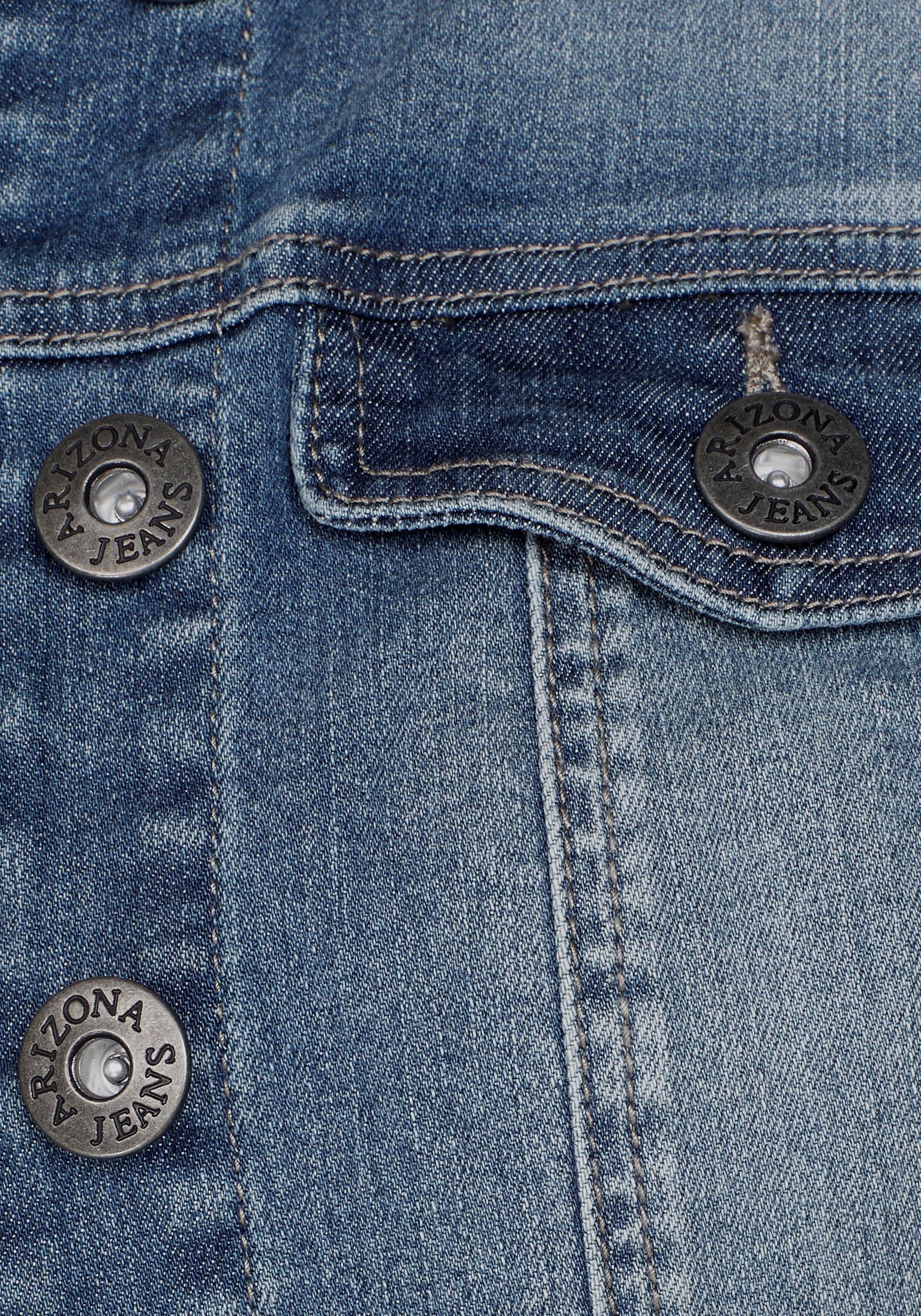 Arizona Jeansjacke aus Baumwollmischung, figurbetont, extrakurz, in Stretch-Qualität