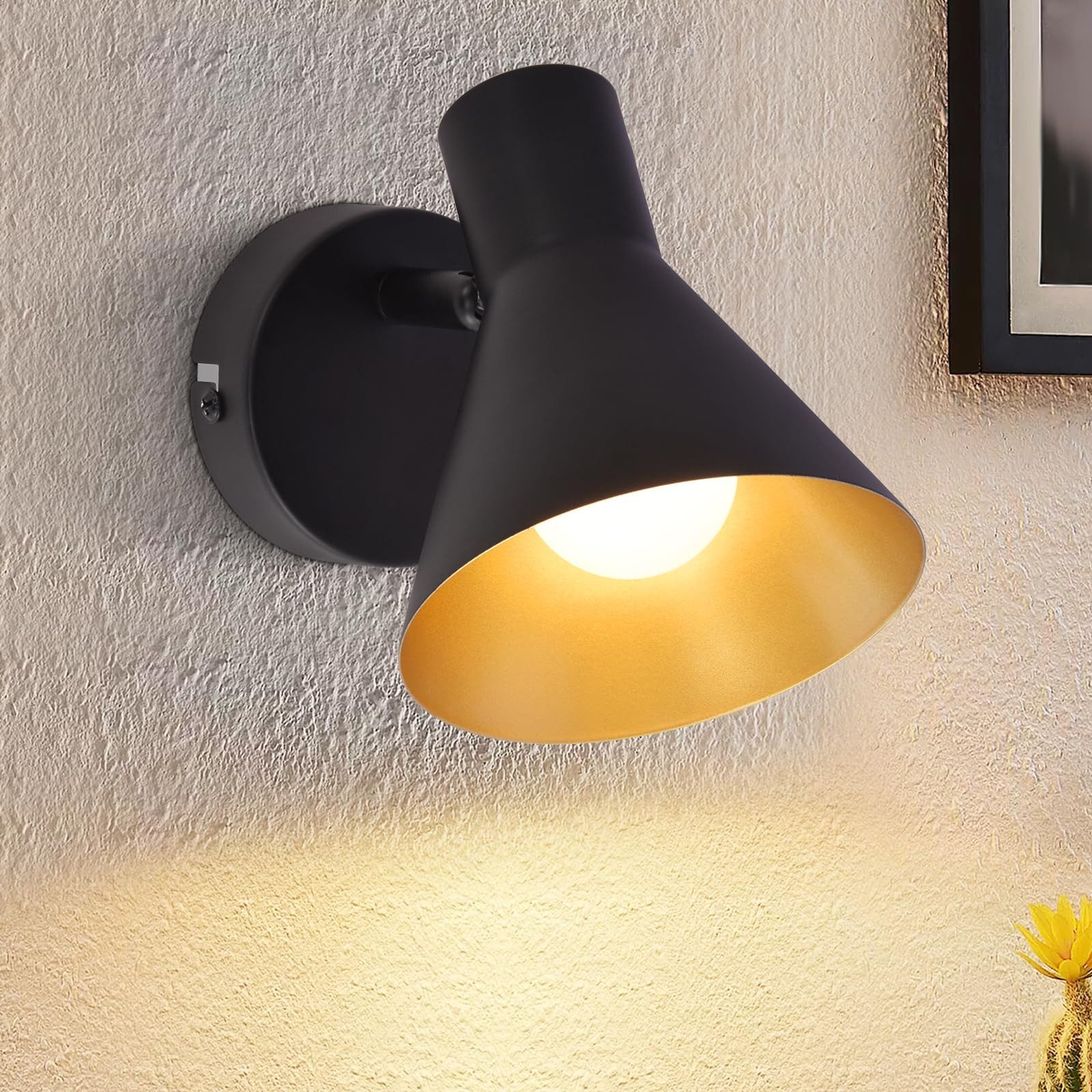 Wandstrahler Innen Schwarz Vintage Industrial Flurlampe Retro Deckenspot Metall
