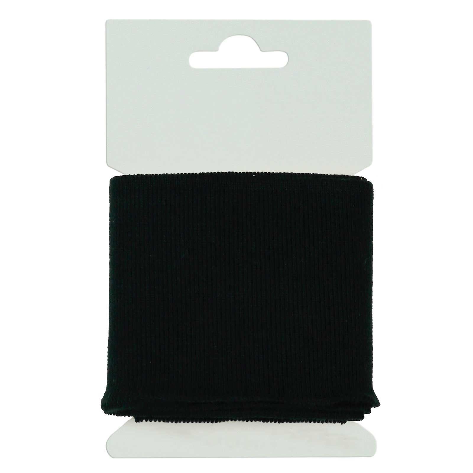 maDDma Stoff 135 x 7 cm nachhaltige Cuff Bündchen Strickbündchen, 001 - schwarz