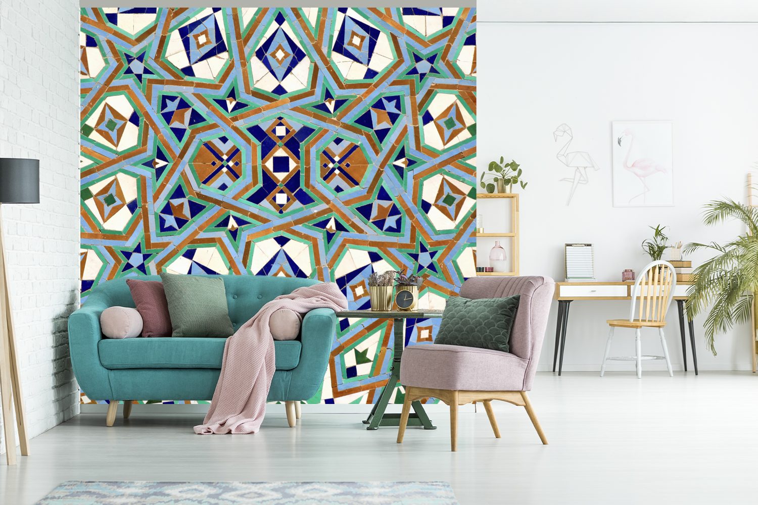St), MuchoWow Tapete Eine Wandtapete Mosaikwand, Vinyl oder Schlafzimmer, Figuren (5 marokkanische der bei Matt, für die ineinander, Wohnzimmer Fototapete bedruckt,