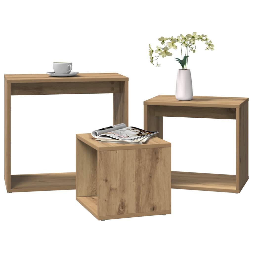 vidaXL Beistelltisch Satztische 3 Stk. Artisan-Eiche Holzwerkstoff (3-St)