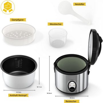 Macook Multikocher Mit praktischem Griff und abnehmbarem Netzkabel ideal für unterwegs, 400,00 W, 1,00 l Schüssel, Perfekte Mahlzeiten mit vielseitigem Reiskocher großzügiger Kapazität