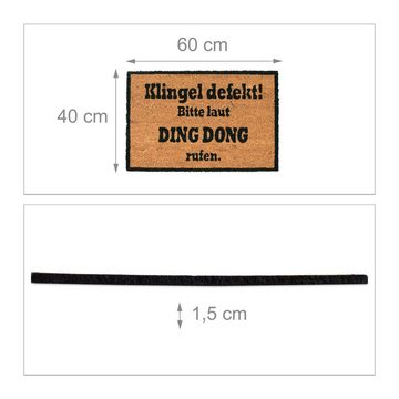 Fußmatte Kokosmatte DING DONG, relaxdays, Höhe: 15 mm