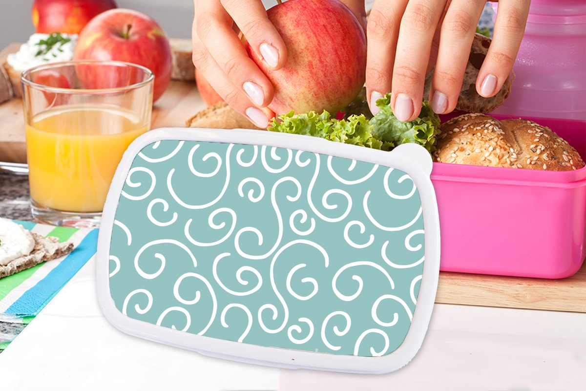 Brotdose - rosa Strand - Erwachsene, Meer Kunststoff, Lunchbox Brotbox - (2-tlg), für Kinder, Kunststoff MuchoWow Abstrakt, Muster Mädchen, Snackbox,