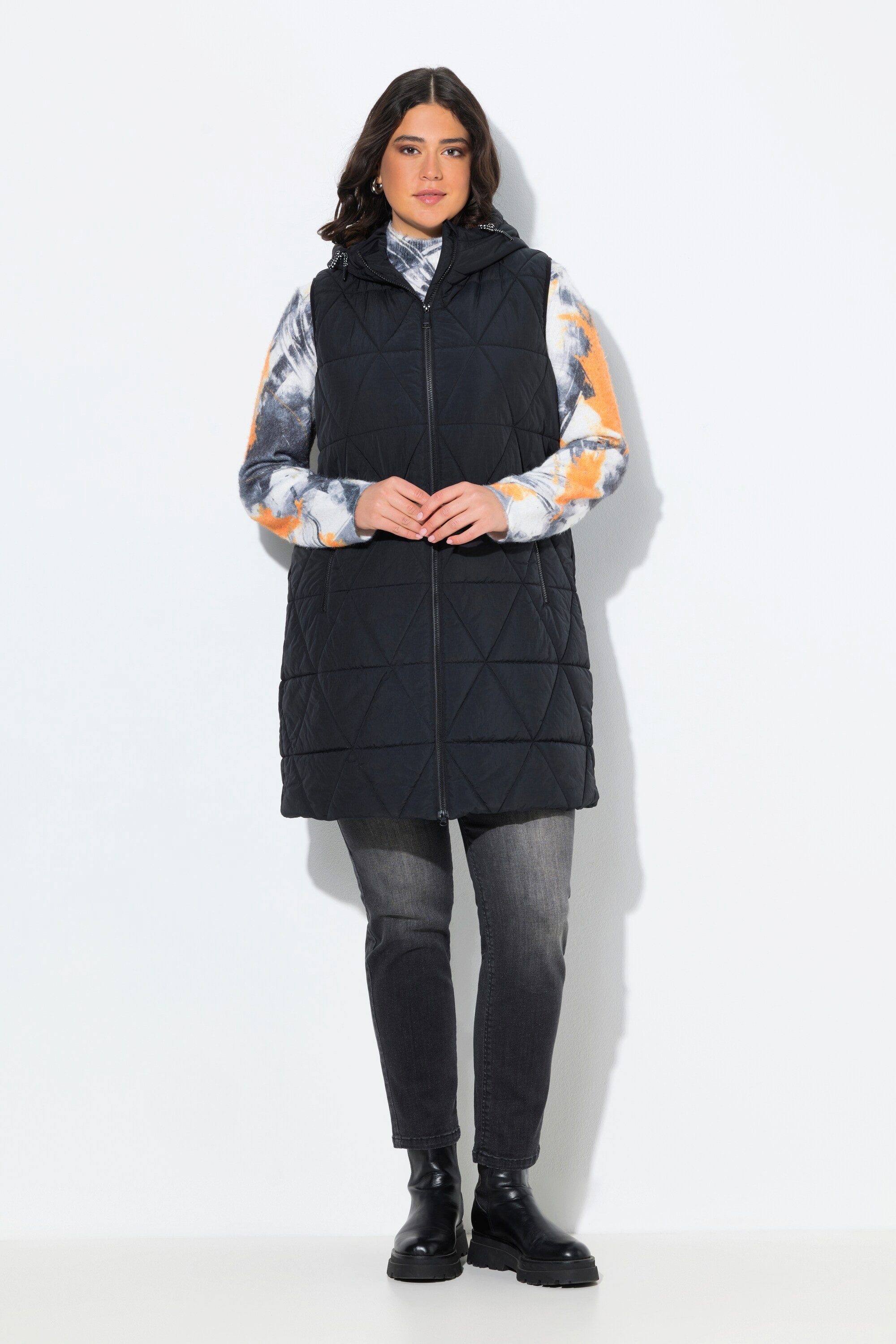 Ulla Popken Steppweste HYPRAR Long-Steppweste wasserabweisend Kapuze günstig online kaufen