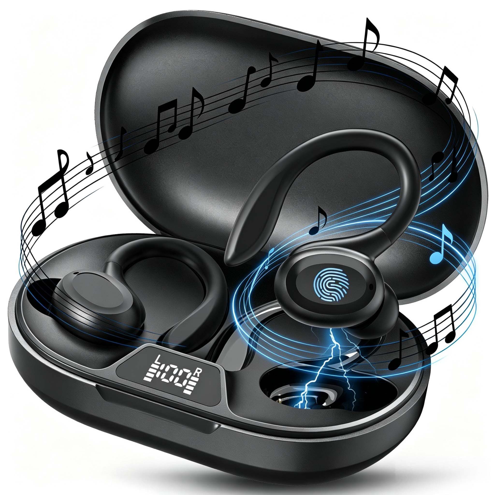 VSIUO 2026 Neue 5.4 Sportkopfhörer Surround Sound, Open-Ear-Kopfhörer Gaming-Headset (Ergonomisches Ohrbügel-Design, Voice Assistant, Siri, ENC Rauschunterdrückung, Bluetooth 5.4)
