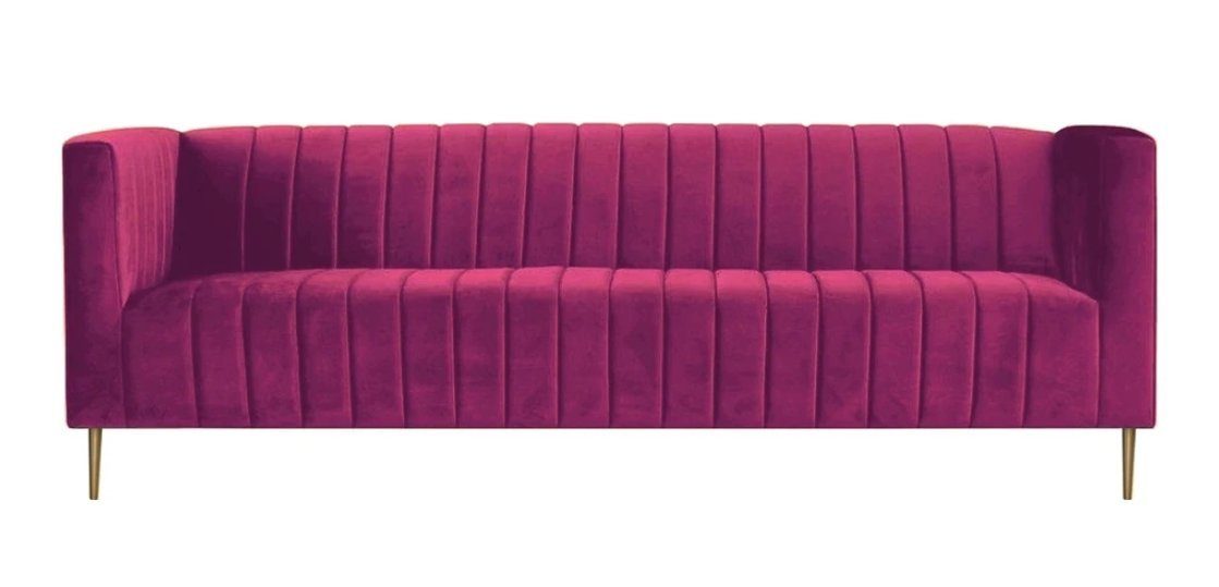 Möbel Dreisitzer luxus Sofa in Polster Edelstahlfüßen Pinker Made mit Neu, JVmoebel Europe