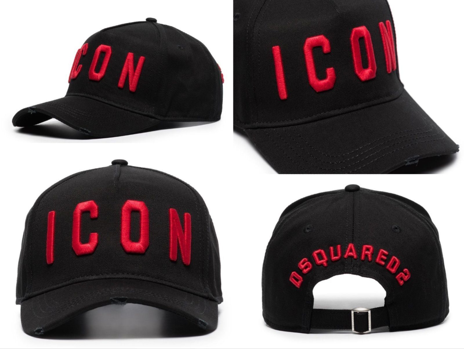 Dsquared2 Baseball Cap DSQUARED2 ICON LOGO BLACK HAT BASEBALL CAP EMBROIDERED VINTAGE CAPPY