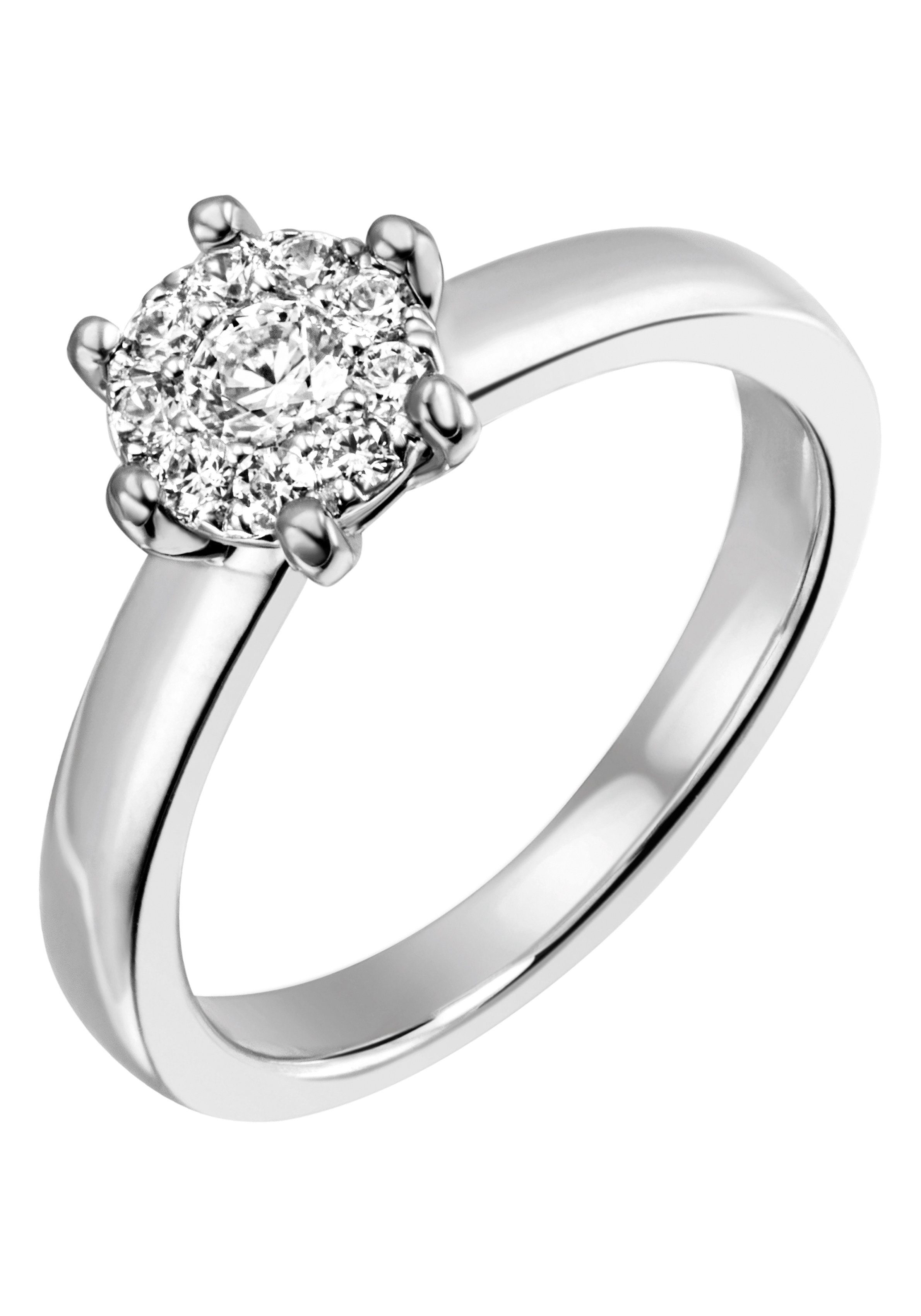 Damen Schmuck Firetti Diamantring Verlobung, ca. 3,20 mm breit, Glanzoptik, massiv, mit Brillanten