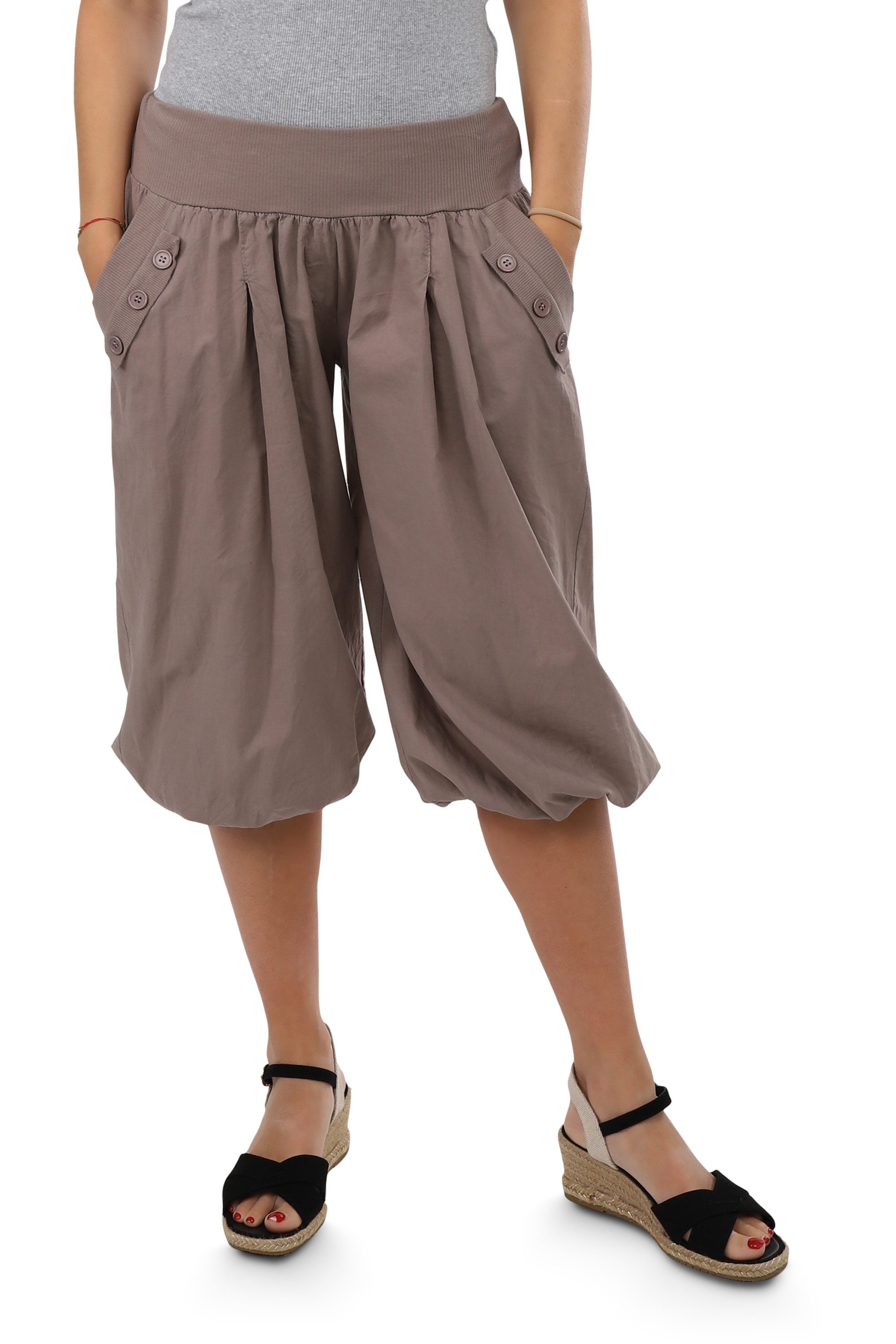 malito more than fashion Caprihose malito Damen Pumphose Capri 23286P kurze low waist Aladinhose Caprihose in Unifarben Einheitsgröße