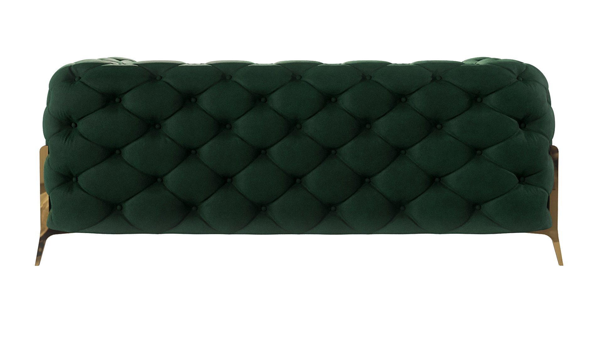 S-Style Möbel 2-Sitzer Ashley Chesterfield Metall Goldene Flasche Füßen, mit Grün Wellenfederung mit Sofa