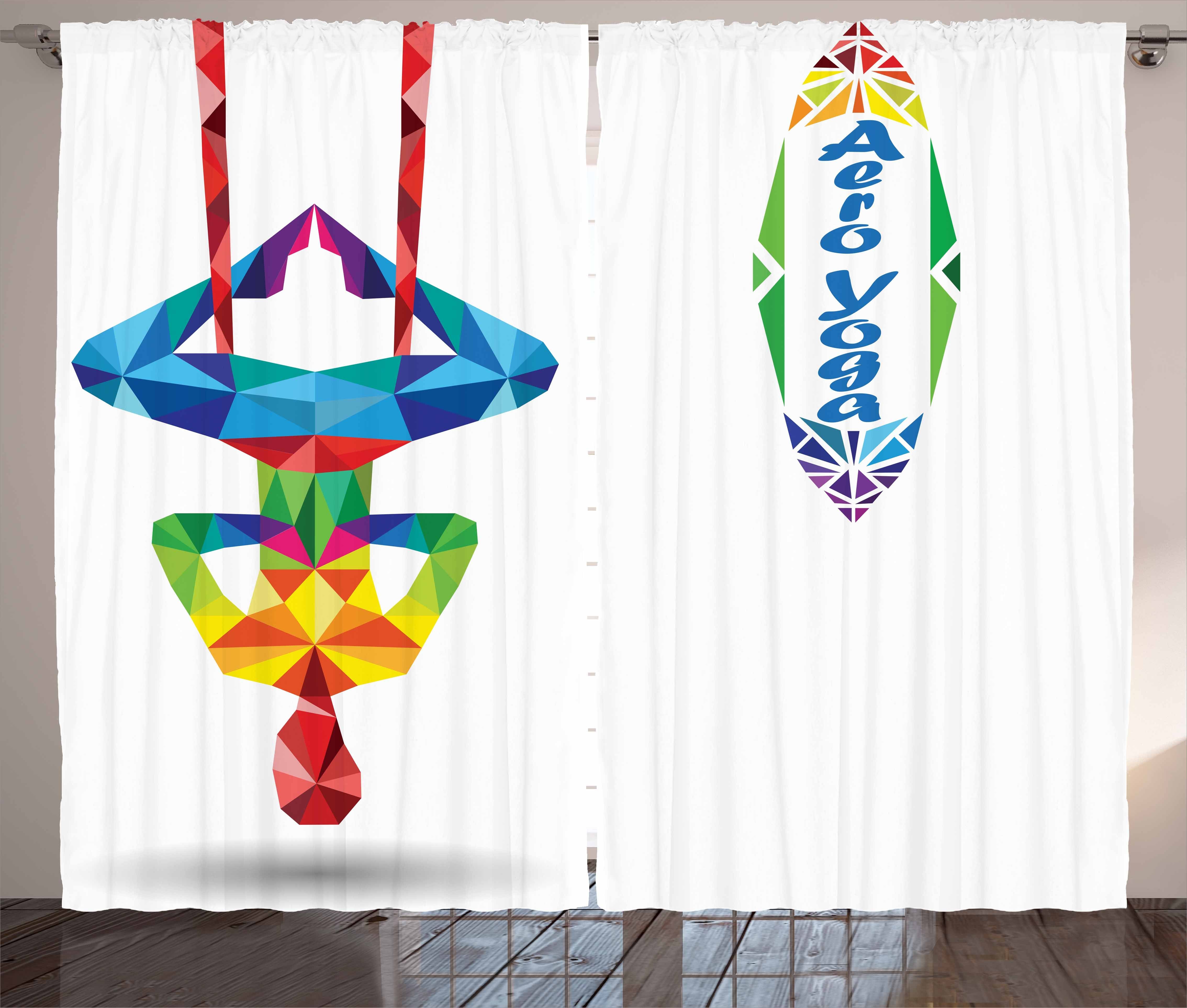 Gardine Schlafzimmer Kräuselband Vorhang mit Schlaufen und Haken, Abakuhaus, Yoga Aerial Yoga Fractal Körper