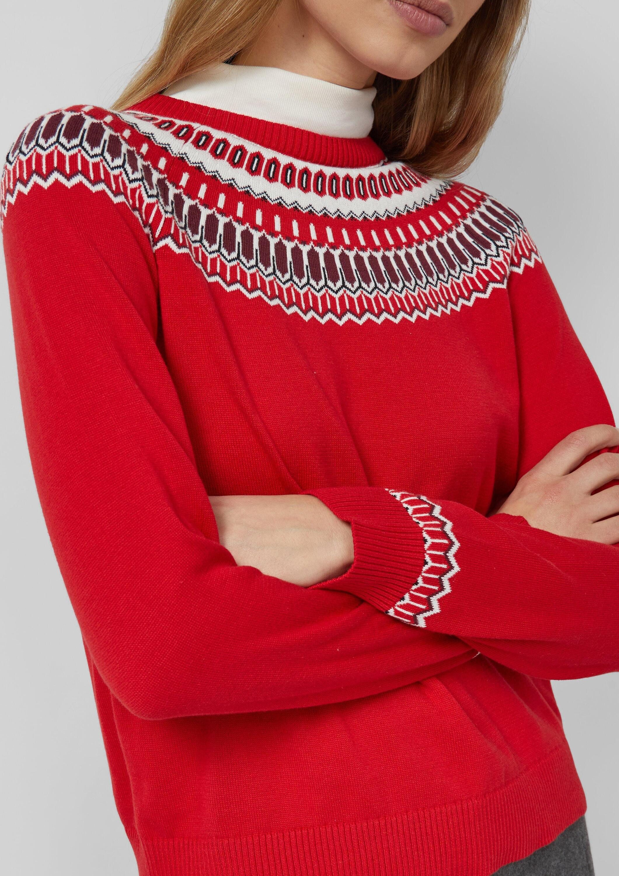 s.Oliver Longpullover Strickpullover Feinstrickpullover mit Norwegermuster