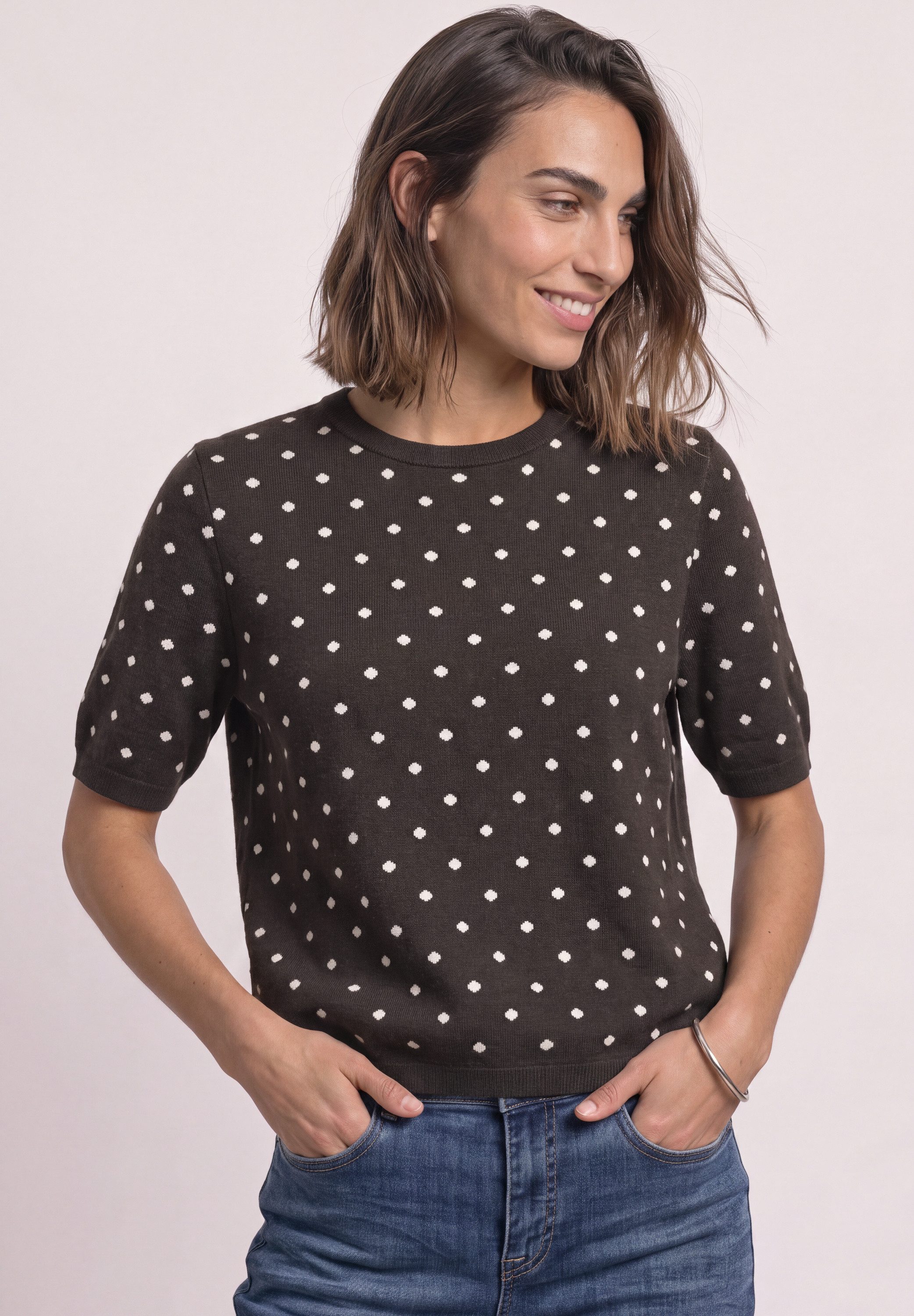 STREET ONE Kurzarmpullover mit Punkten